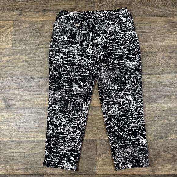Lulu B Cropped Capri Pull On Pants Black White Women's Size 12 Pockets - Picture 1 of 12